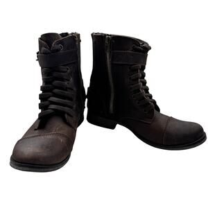 Dolce Vita Matte Brown Buckle Lace Up Zipper Combat Boots Women's Size 7.5